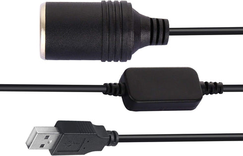 AJDPOI 12V (0.98FT/0.3M) USB A Male to Car Cigarette Lighter Socket Female Step Up Cable Inverter Converter