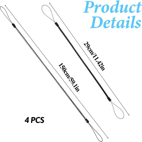 Mabor 4Pcs 11.4 Inches Pen Leash, Stylus Pen Tether, Plastic Elastic Tether Lanyard for Touch Pens Retractable