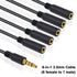 Poyiccot 3.5mm Headphone Splitter, 3.5mm Splitter 1 to 6 Ways 3.5mm 1/8inch TRRS Male to 6 Female Cord for Earphone, Headset, Laptop, Phone, 1.5ft