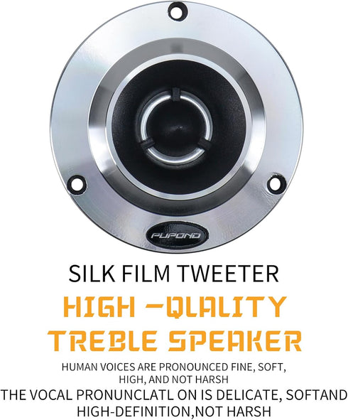 4'' 300watts 4 Ohm Ferrite Tweeters for Car Audio, Pair of Titanium Film Aluminium Panel Bullet Speakers