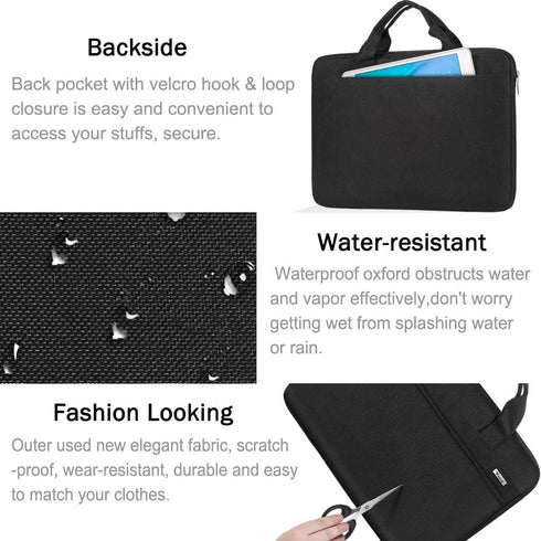 Voova 360° Protective Laptop Bag 13-14 Inch, Waterproof Sleeve with Shoulder Strap for MacBook Air/Pro, Black