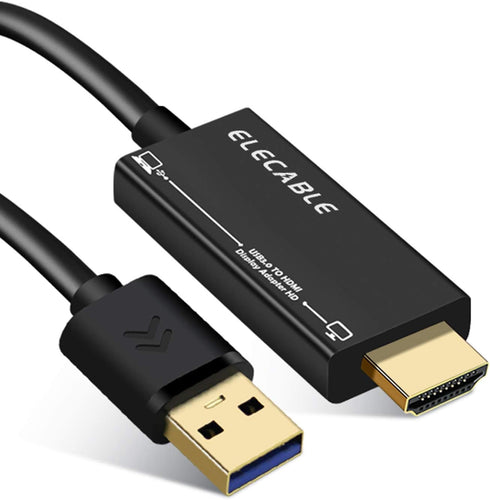 USB to HDMI Adapter Cable 6FT for Mac OS Windows 11/10/8/7, USB 3.0 to HDMI Male HD 1080P Converter Cord
