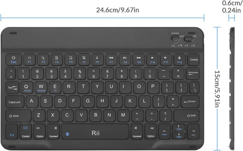 Rii RK302 Ultra-Slim Bluetooth Keyboard for ipad,iPhone,Android,Samsung,Windows,Mac,Linux,Tablet,Laptop, Rechargeable