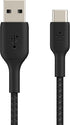 Belkin BoostCharge Braided USB-C to USB-A Cord (1M/3.3ft) for iPhone 15 Series, Samsung Galaxy S24 Series, Note20, Google Pixel 7 & 8, iPad Pro, Nintendo Switch, & More - Black by Belkin