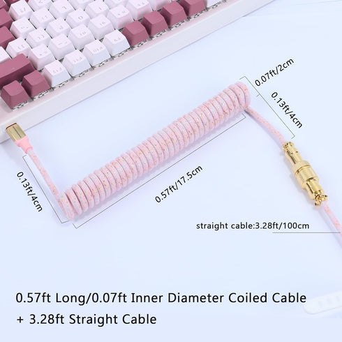 Custom Coiled USB C to A Cable for Gaming Keyboard, Double-Sleeved Starlight Braided Cable with Detachable Metal