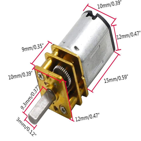 Lagogia 3V 200RPM GA12-N20 3mm Pack 1, Micro DC Gear Speed Reduction Motor with Full Metal Gearbox Motor Shaft