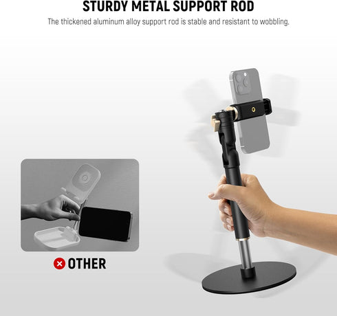 NEEWER 360 MT010 Cell Phone Stand for Desk, Adjustable Office Table Phone Holder Mount Compatible with iPhone Samsung