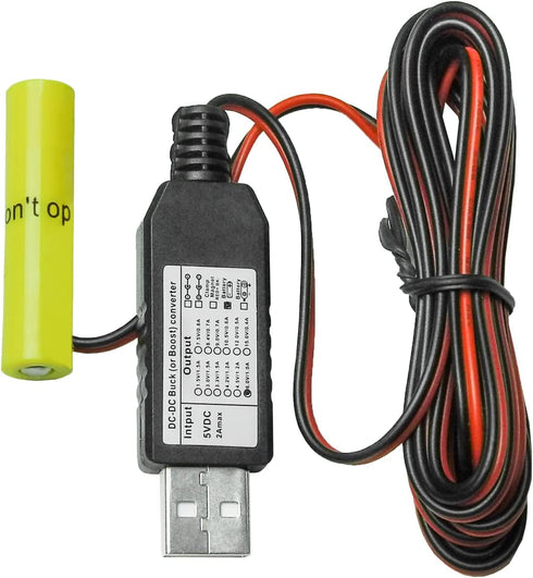 USB Power Converter DC Buck Boost Battery Eliminator for 1 to 4pcs 1.5V 3V 4.5V 6V AA AAA Connect Multi for LED Light,
