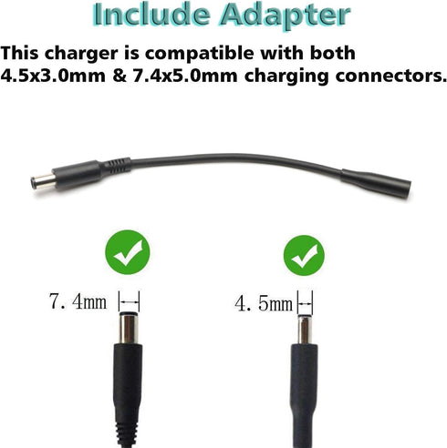 65W AC Charger for Dell Inspiron 15-7000, 15-5000, 15-3000, 17-7000, 17-5000, 17-3000, 13-7000, 11-3000, 2 in 1 Series,