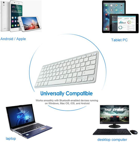 FLY WAY Bluetooth 3.0 Keyboard, Portable Wireless Keypad, Universal Slim Keyboard for iOS, Android, Windows (German)