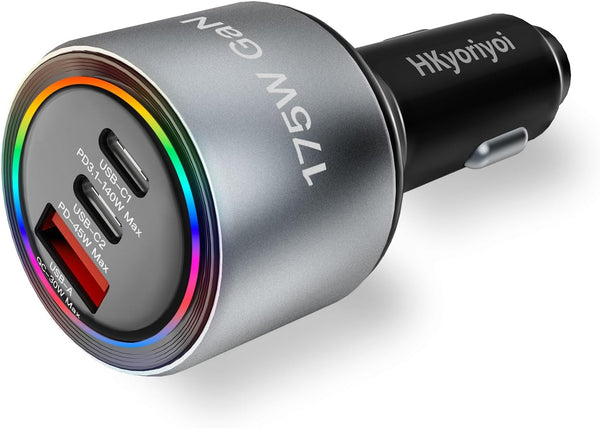 175W USB C Car Charger for iPhone 16, GaN PD3.1 140W+PD45W Super Fast Charging Adapter for iPhone 16 Pro Max