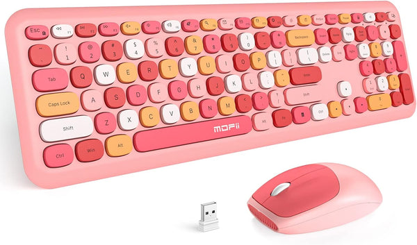 MOFII Wireless Keyboard and Mouse Combo, Slim Compact 2.4G USB Full Size Keyboard with 110 Keys for PC, Notebook,