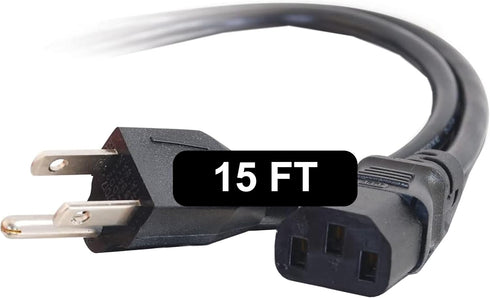 C2G 15FT Replacement AC Power Cord, Shielded Power Cable for Electronics, TV, Computer & More (09482)