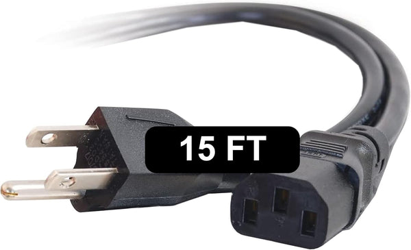 C2G 15FT Replacement AC Power Cord, Shielded Power Cable for Electronics, TV, Computer & More (09482)