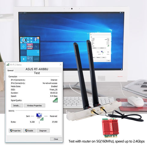 Mini AX210NGW WiFi Card, WiFi 6E M.2 2230 NGFF Desktop Kit with Wireless BT 5.3 Network Adapter for PC Windows 11/10