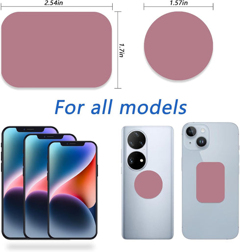 ZYAOTWQZ 2 2 Universal Metal Phone Magnets - Rectangular & Round with Adhesive, Car Magnets (Pink)
