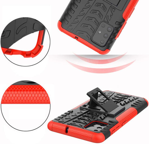 Asuwish Phone Case for Samsung Galaxy A51 4G with Tempered Glass Protector, Heavy Duty Rugged Cover, Red