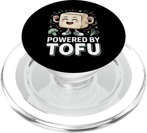 Tofu Vegan Humor Powered by Tofu Funny Vegan Plant Protein PopSockets PopGrip for MagSafe