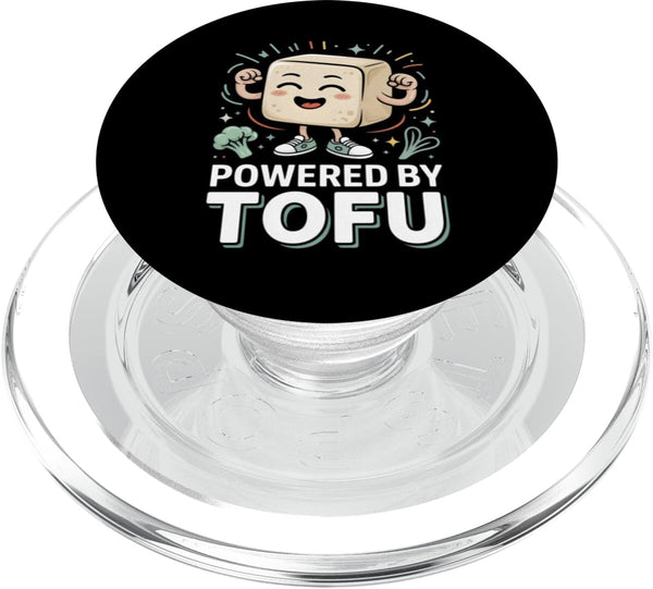 Tofu Vegan Humor Powered by Tofu Funny Vegan Plant Protein PopSockets PopGrip for MagSafe