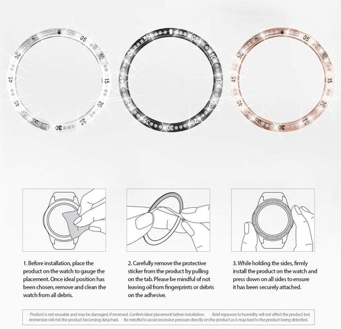 Compatible with Samsung Galaxy Watch 4 46mm/Gear S3, Bezel Ring Styling, Bling Inlay Crystal Adhesive Anti Scratch