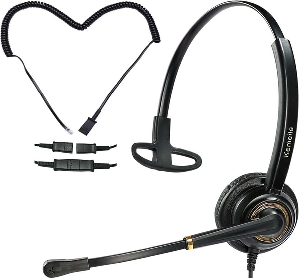 Office Telephone Headset RJ9 | Noise Cancelling Mic | Compatible with Landline Desk Phones (Polycom, Avaya, Nortel,