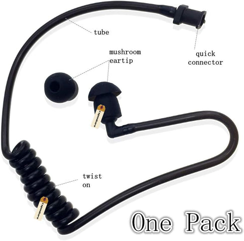 Replacement Coil Audio Tube, Lsgoodcare 10Pcs Twist On Acoustic Tube Replacement Black with Mushroom Earbuds Eartips Compatible for Motorola Midland Kenwood Two Way Radio Surveillance Headset Earpiece