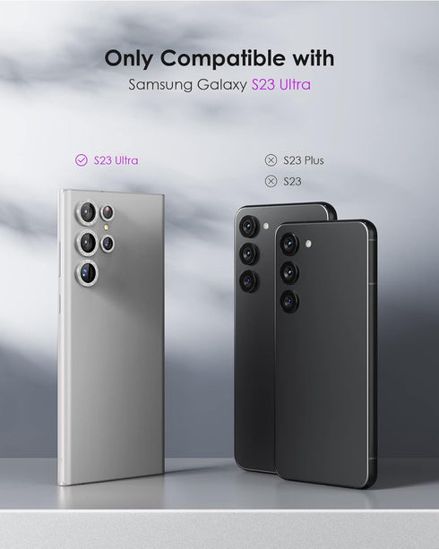 for S23 Ultra Camera Lens Protector, Aluminium Alloy Ring 9H Tempered Glass Anti Scratch Cover for Samsung Galaxy