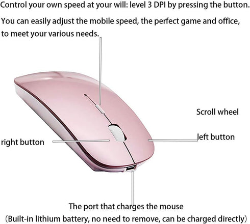 Bluetooth Mouse for iPad Pro, iPad Air, MacBook Pro, MacBook Air, Chromebook, Windows Notebook, HP PC