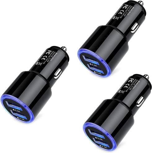 Car Charger Fast Charge, 3Pack 4.8A Rapid Car Phone Charger Cigarette Lighter USB Charger for iPhone 15 14 13 12 11 Pro