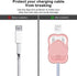 Cute Waves DIY Cable Protector for iPhone Charger, Kawaii 3D Love Heart Design, Data Cable USB Charger Protector for
