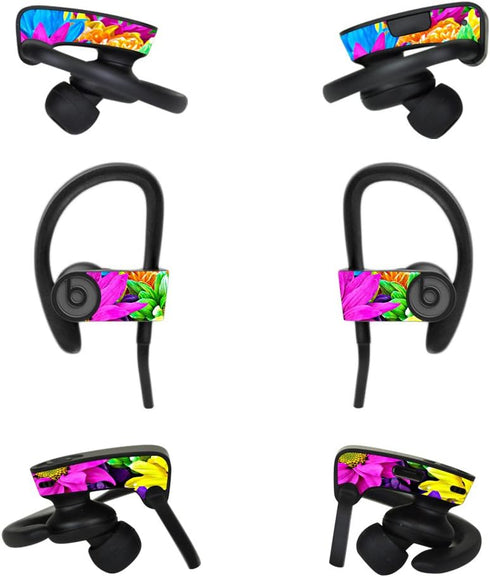Skin Compatible with Dr Dre Powerbeats3 Wireless Headphones, Colorful Flowers, MightySkins Protective Vinyl Decal Wrap