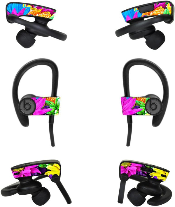Skin Compatible with Dr Dre Powerbeats3 Wireless Headphones, Colorful Flowers, MightySkins Protective Vinyl Decal Wrap