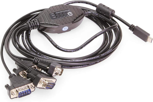 Gearmo 4 Port USB Type-C to Serial Adapter, with Per Port LED Rx/TX