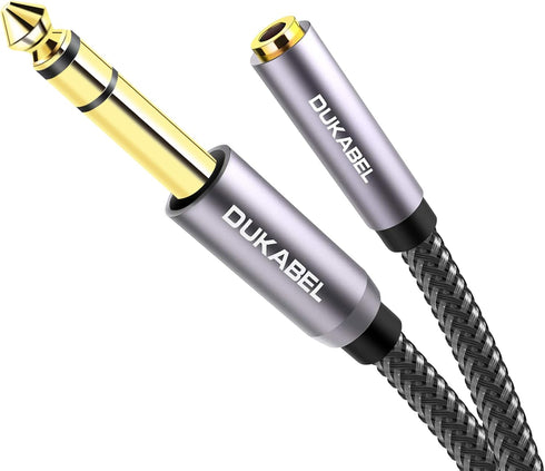 DUKABEL TopSeries Long 1/4'' Male to 1/8'' Female Adapter Cable (16ft/5M), 6.35mm to 3.5mm Phone Audio Connector