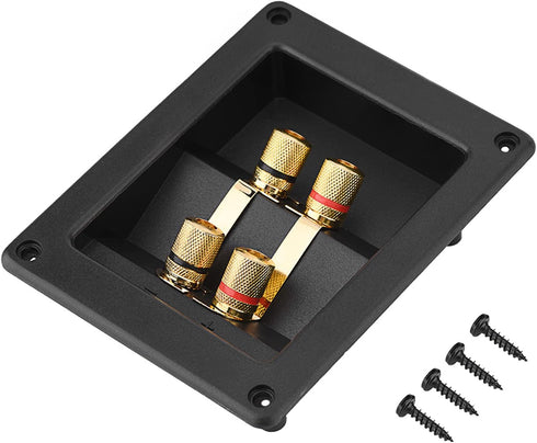 Speaker Terminal Connector, 4 Pure Copper Plated Wiring Terminal Box with 4 Mounting Holes