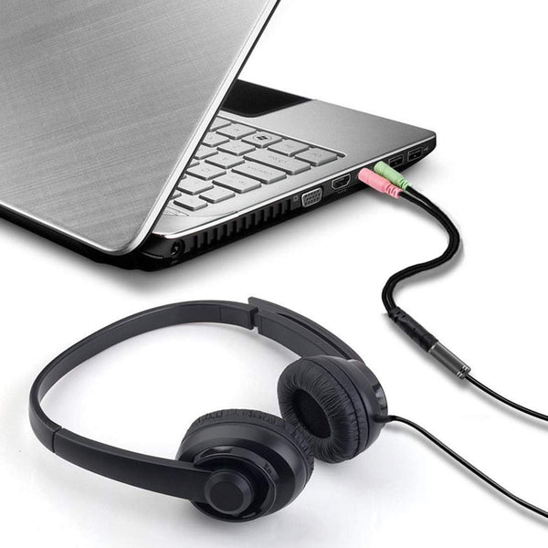 ENVEL Headset and Microphone Splitter Cable, 3.5mm Jack Audio Adapter, Y Splitter for PC