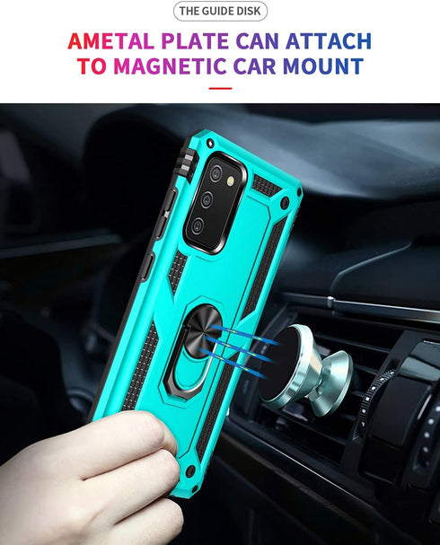 Samsung A02s Case with HD Screen Protector, Military-Grade Kickstand Holder, Shockproof Cover for Galaxy A02s, Green