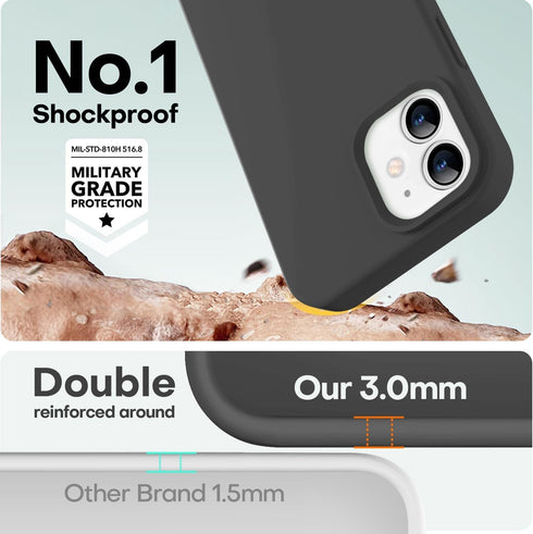 LOVE 3000 iPhone 12/12 Pro Case, Black Premium Silicone, Shockproof, Soft Anti-Scratch Microfiber Lining, 6.1"