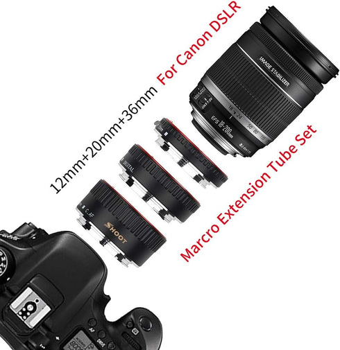 D&F AF Auto Focus Macro Extension Tube Set for Canon EOS EF/EF-S Lens Close-ups, Compatible with Canon 7D, 500D, 600D
