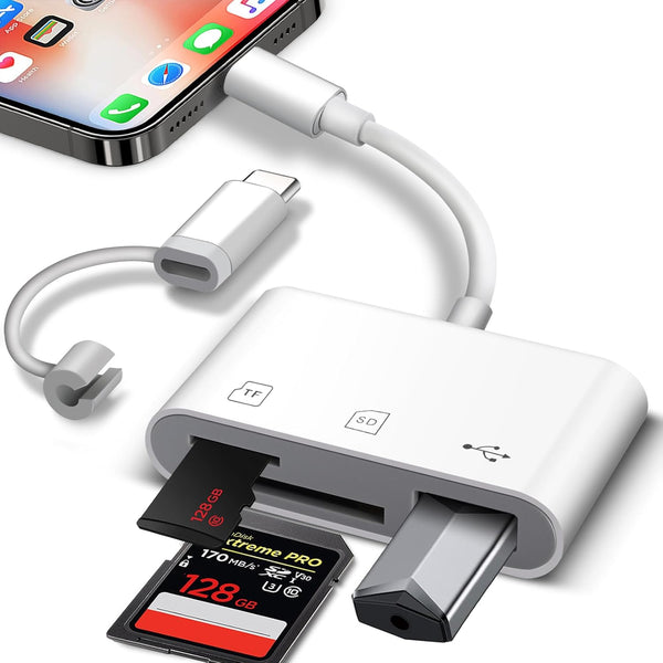 HCYEBT SD Card Reader for iPhone/Android, Memory Card Reader Supports SD/MicroSD Card and