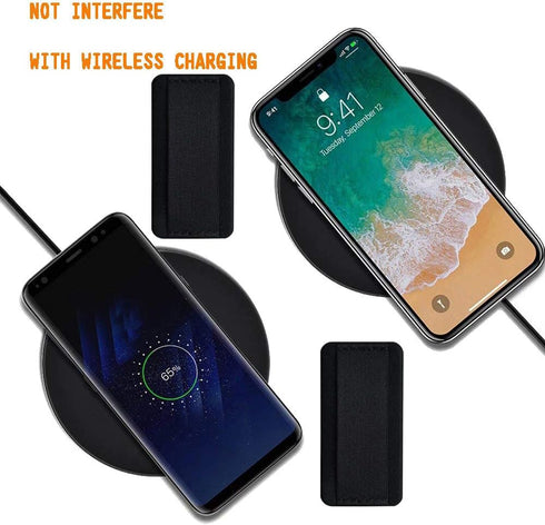 Telescopic Phone Grip Holder with Finger Strap for Smartphones, Slim Finger Loop Selfie Grip, 2 Pack (Black)