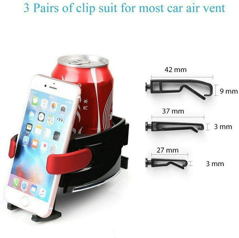 2 in 1 Drinks Holder Universal Car Phone Mount, Air Vent Bottle Cup Water Smart