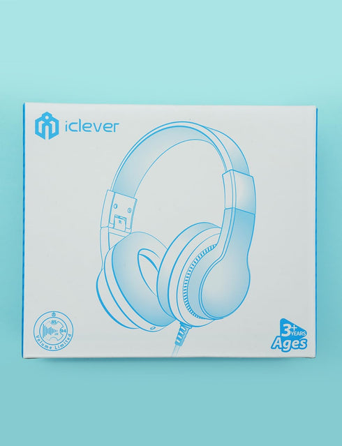 iClever HS19 Kids Headphones - Over-Ear, Volume Limiter 85/94dB, Foldable, Shareport, Wired for iPad/Travel (Black)