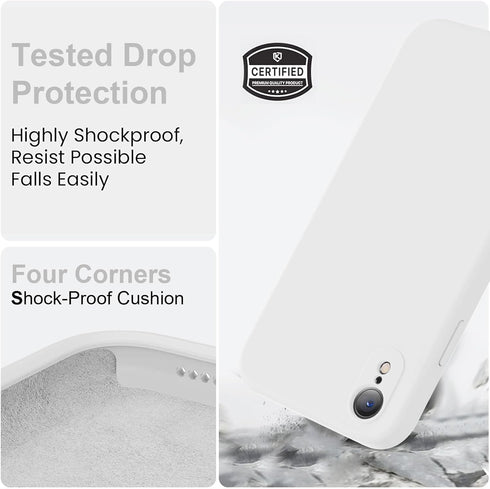 Vooii iPhone XR Case, Upgraded Liquid Silicone with Square Edges and Camera Protection - White