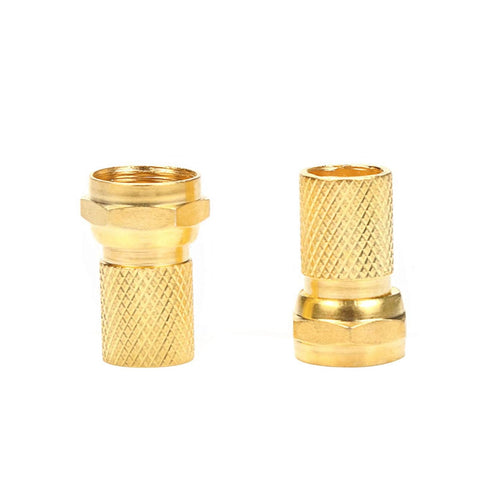 F-Type Coaxial Cable Twist on Connector, Full Copper Gold Plated RG6 Male Twist-on Adapter (Pack of 10)