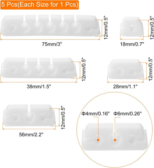 5 Pack MECCANIXITY Desk Cord Organizer Cable Management, Beige Multiple Wire Self-Adhesive Holder Clips and Cord