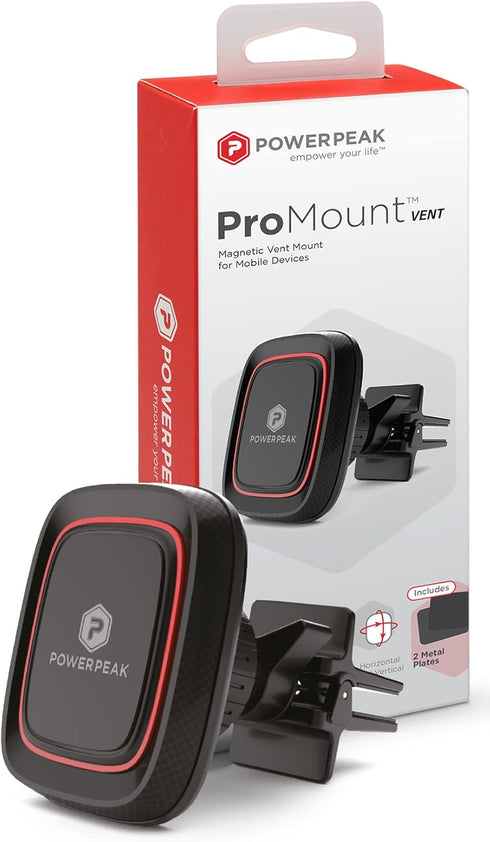 Car Phone Holder Mount, Magnetic Vent Mount, Easy Mounting and Release for Smartphones, Black and Red Line