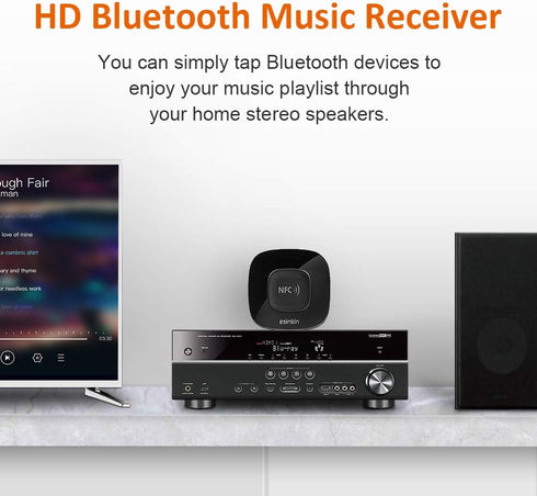 Esinkin Bluetooth Receiver Wireless Audio Adapter 4.0(NFC-Enabled) for HD Music Stereo Sound System