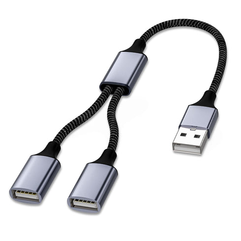 USB Y Splitter Cable: 1 Male to 2 Female USB Extension for Charger & Data Transfer - Compatible with Car, Laptop, TV,