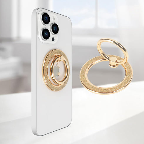 Guppy 360 17 16 15 14 13 12All-Gold Magnetic Phone Ring Holder, Glitter Magnet Finger Ring Grip Stand Holder, Rotation